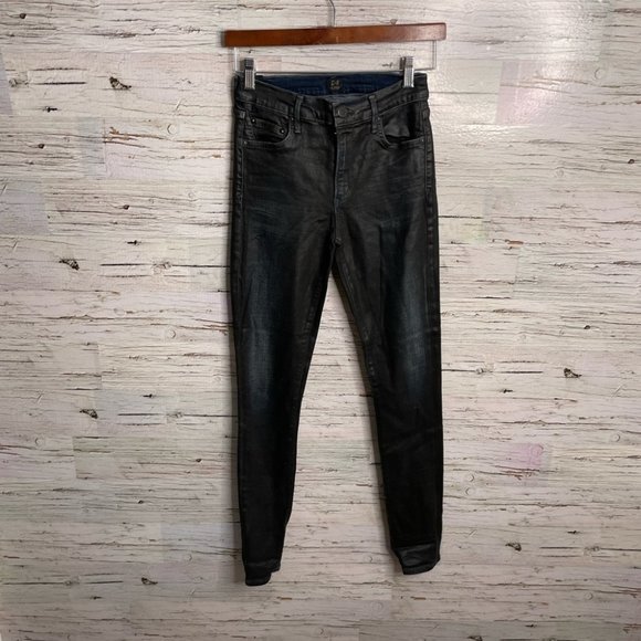 Citizens of Humanity Rocket Slick High Rise Jeans Coated Black Skinny Size 29 - Picture 1 of 11